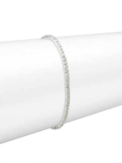 Saks Fifth Avenue Women's 14k White Gold & Round & Baguette Diamond Tennis Bracelet