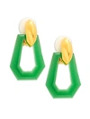 Kenneth Jay Lane Women's 22k Goldplated Geometric Clip-on Drop Earrings In Jade