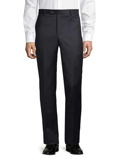 Saks Fifth Avenue Made In Italy Men's Classic Fit Flat-front Wool Dress Pants In Navy