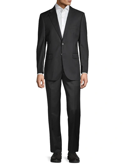 Saks Fifth Avenue Made In Italy Men's Classic Fit Wool Suit In Black