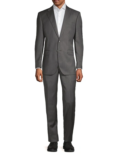 Saks Fifth Avenue Made In Italy Men's Tailored Fit Wool & Silk Blend Suit In Grey