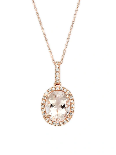 Saks Fifth Avenue Women's 14k Rose Gold, Morganite & Diamonds Pendant Necklace
