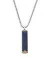 EFFY MEN'S STERLING SILVER & 18K YELLOW GOLD SAPPHIRE RECTANGLE PENDANT NECKLACE,0400012040176