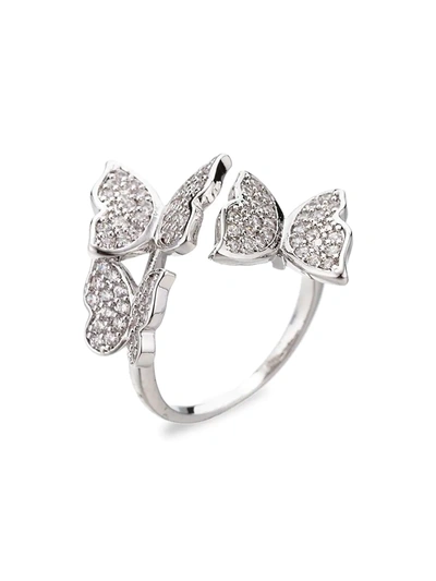 Eye Candy La Women's 18k White Goldplated Cubic Zirconia Butterfly Ring