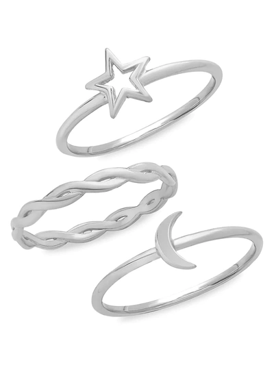Sterling Forever Women's 3-piece Sterling Silver Celestial Stackable Ring Set