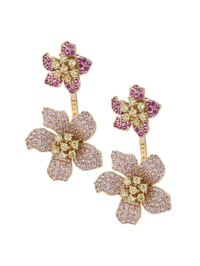 Eye Candy La Women's 18k Goldplated & Pink Rose Cubic Zirconia Earrings