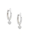 Saks Fifth Avenue Women's 14k White Gold & Diamond Heart-charm Huggie Earrings In White Gold
