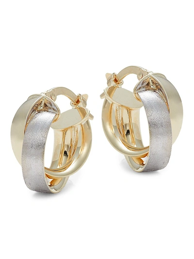 Saks Fifth Avenue Women's 14k Yellow & White Gold Tube Hoop Earrings
