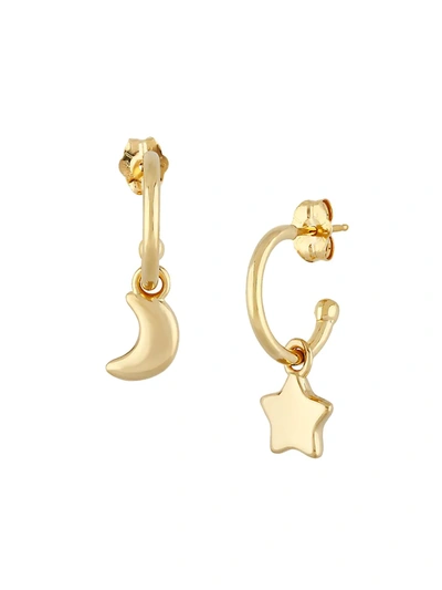 Saks Fifth Avenue Women's 14k Yellow Gold Moon & Star Huggie Earrings