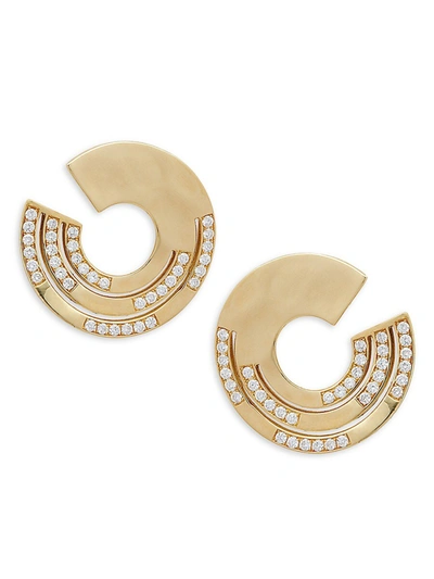 Ippolita Women's Senso 18k Yellow Gold Diamond Disc Hoop Earrings
