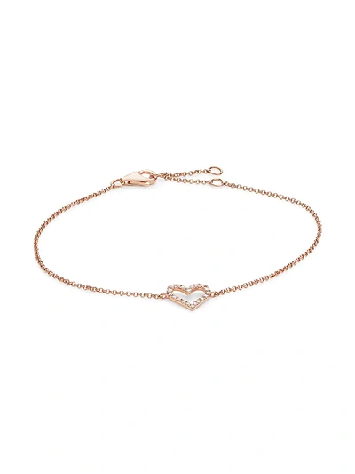 Effy Women's 14k Rose Gold Diamond Heart Tennis Bracelet