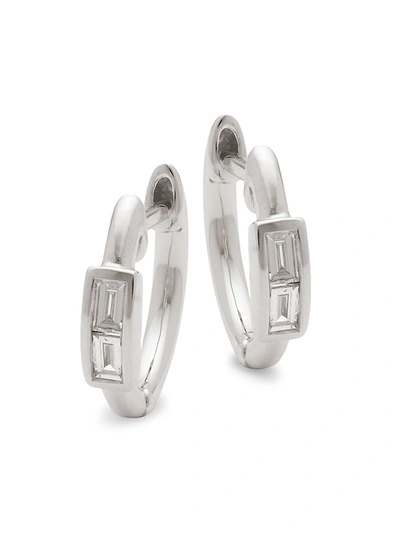 Saks Fifth Avenue Women's 14k White Gold & Diamond Hoop Earrings
