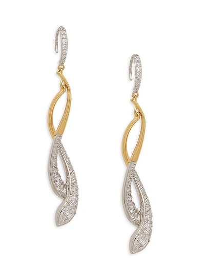 Adriana Orsini Women's Rhodium-plated & Goldplated Sterling Silver & Crystal Drop Earrings