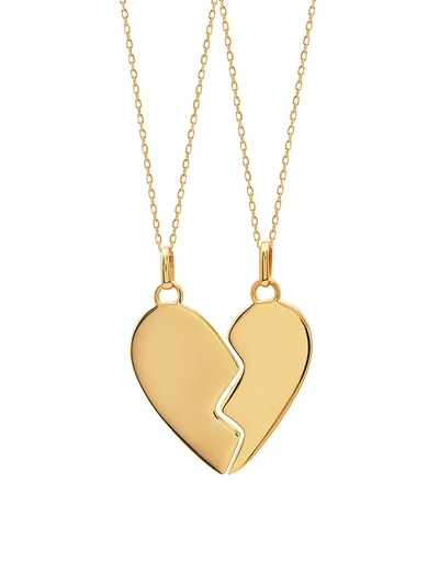 Gabi Rielle Women's 2-piece 22k Gold Vermeil Bff Heart Pendant Necklace Set