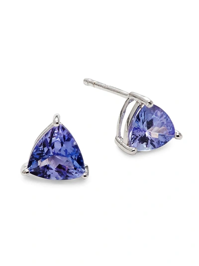 Effy Women's Sterling Silver & Tanzanite Triangle Stud Earrings In Blue