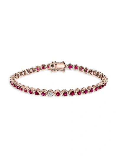 Effy Women's 14k Rose Gold, Ruby & Diamond Tennis Bracelet