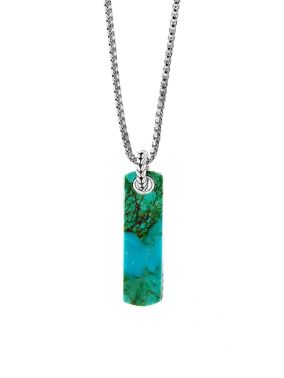 Effy Men's Sterling Silver & Turquoise Tag Pendant Necklace