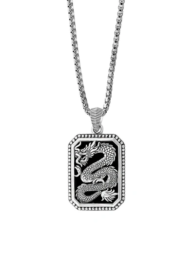 Effy Men's Onyx & Sterling Silver Dragon Pendant Necklace