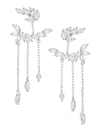 Eye Candy La Women's The Luxe Roxy Leaf Silvertone & Crystal Dangle Earrings In Neutral