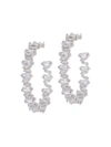 EYE CANDY LA WOMEN'S THE LUXE CINDY SILVERTONE & CRYSTAL HOOP EARRINGS,0400012471074