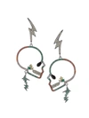 Eye Candy La Women's The Luxe Skull Lightning Crystal Drop Earrings In Brass