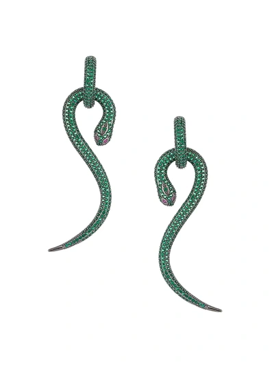 Eye Candy La Women's The Luxe Snake Pavé Crystal Drop Earrings In Neutral