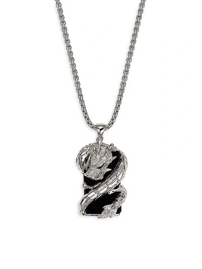 Effy Men's White Diamond, Black Diamond & Black Onyx Pendant Necklace