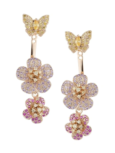 Eye Candy La Luxe Collection 18k Plated Cz Rose Drop Earrings In Neutral