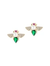 Eye Candy La Luxe Collection 14k Plated Cz Green Bee Studs In Neutral