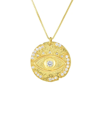 Chloe & Madison Women's 18k Goldplated Sterling Silver & Crystal Evil Eye Pendant Necklace