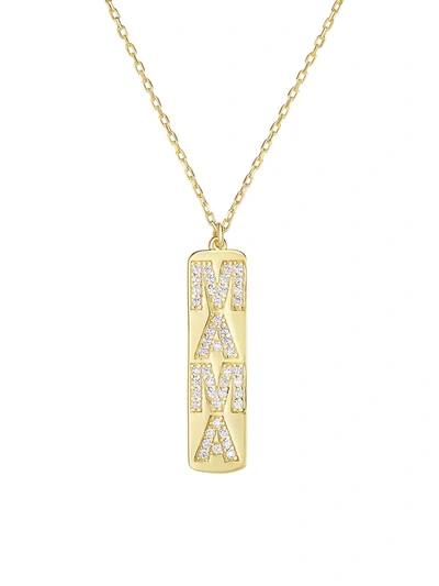 Chloe & Madison Women's 18k Goldplated Sterling Silver & Crystal Mama Pendant Necklace