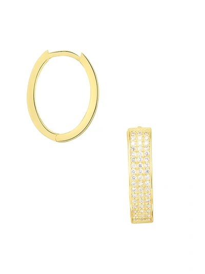 Chloe & Madison Women's 18k Goldplated, Sterling Silver & Crystal Hoop Earrings