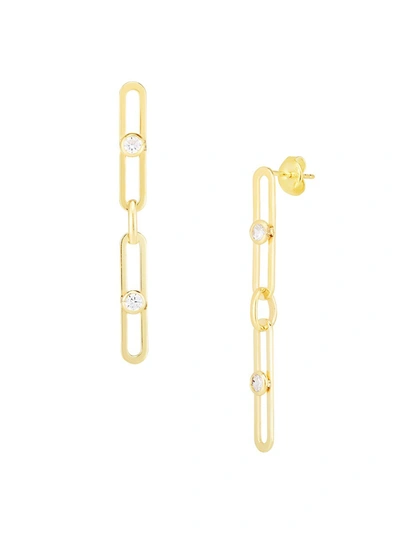 Chloe & Madison Women's 14k Goldplated Sterling Silver & Crystal Paper Clip Drop Earrings