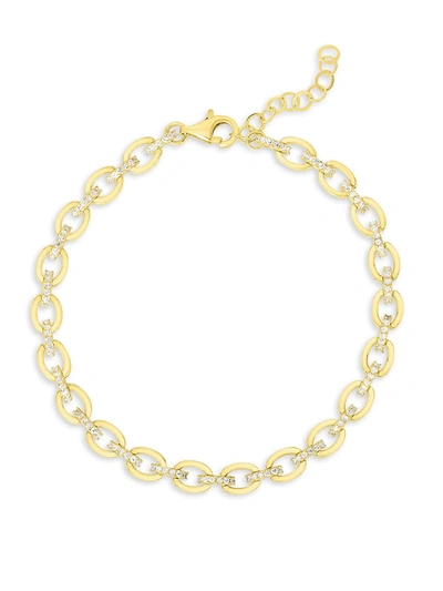 Chloe & Madison Women's 18k Goldplated Sterling Silver & Crystal Chain Bracelet