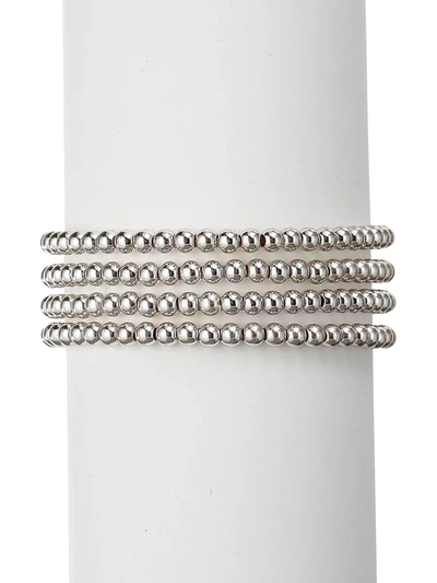 Eye Candy La Women's The Luxe Collection 4-pack Rhodium Plated Beaded Bracelet Set In Neutral