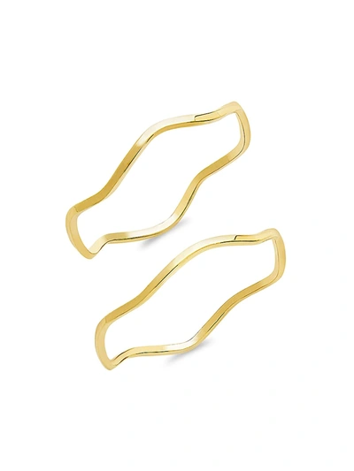 Sterling Forever Women's 14k Gold Vermeil Sterling Silver 2-piece Wave Stacking Ring Set