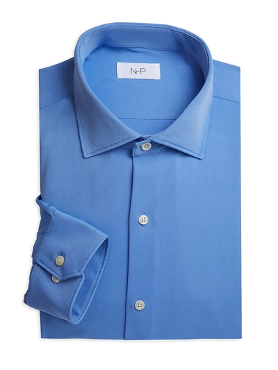 Nhp Men's Trim-fit Dress Shirt In Blue
