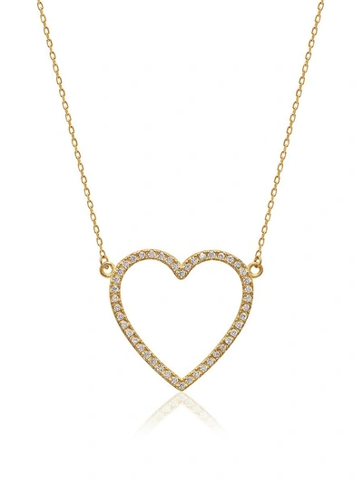 Gabi Rielle Women's 14k Gold Vermeil & Cubic Zirconia Pavé Open Heart Pendant Necklace