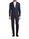 SAKS FIFTH AVENUE MADE IN ITALY MEN'S MODERN FIT CROSSHATCH WOOL SUIT,0400012178680