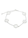 Jan-kou Jankuo Women's Rhodium Pleated & Mother Of Pearl Clove Charm Bracelet In Brass