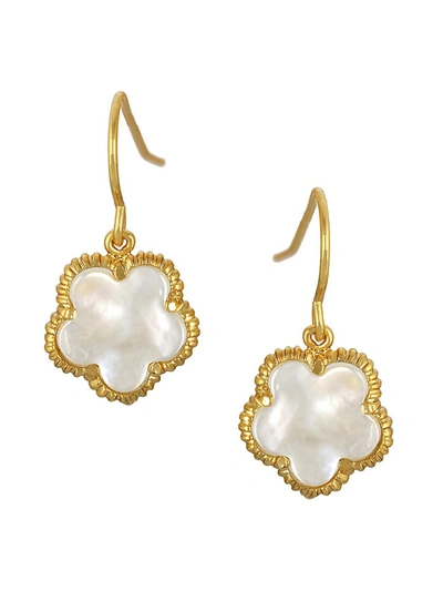 Jan-kou Women's Small 14k Goldplated & Mother-of-pearl Flower Drop Earrings In Brass