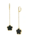Jan-kou Jankuo Women's Jet 14k Goldplated & Onyx Flower Drop Earrings In Onyx
