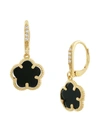 Jan-kou Jankuo Women's 14k Goldplated & Onyx Clover Drop Earrings In Onyx