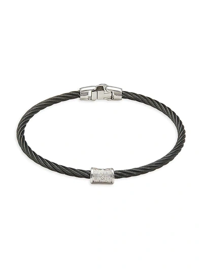 Alor Women's Black Cable, 18k White Gold & Diamond Bracelet
