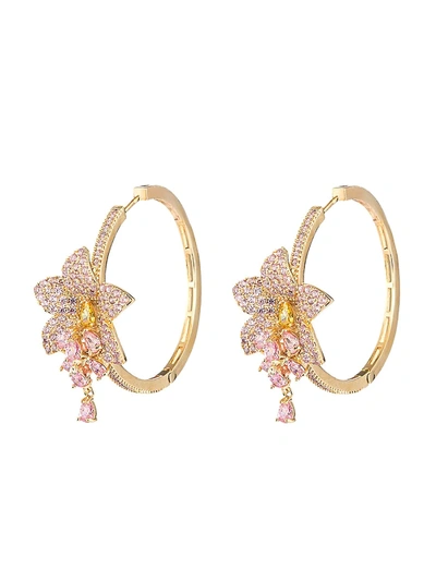 Eye Candy La Women's The Luxe Violet Rose 18k Goldplated & Cubic Zirconia Drop Earrings
