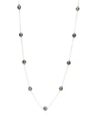 MASAKO WOMEN'S 14K WHITE GOLD 10-11MM BAROQUE TAHITIAN PEARL STATION NECKLACE,0400012597393