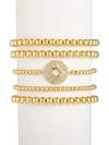 Eye Candy La Women's Luxe Northstar 5-piece 18k Goldplated & Cubic Zirconia Beaded Bracelet Set In Neutral