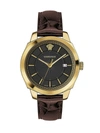 VERSACE MEN'S ION CLASSIC GENT GOLDTONE IP STAINLESS STEEL & CROC-EMBOSSED LEATHER STRAP WATCH,0400012717093