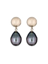 BELPEARL WOMEN'S 14K YELLOW GOLD & 10-11MM TAHITIAN PEARL DROP EARRINGS,0400012747247