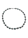BELPEARL WOMEN'S 14K WHITE GOLD, 9-11MM CULTURED TAHITIAN PEARL & BLACK SPINEL NECKLACE,0400012747282